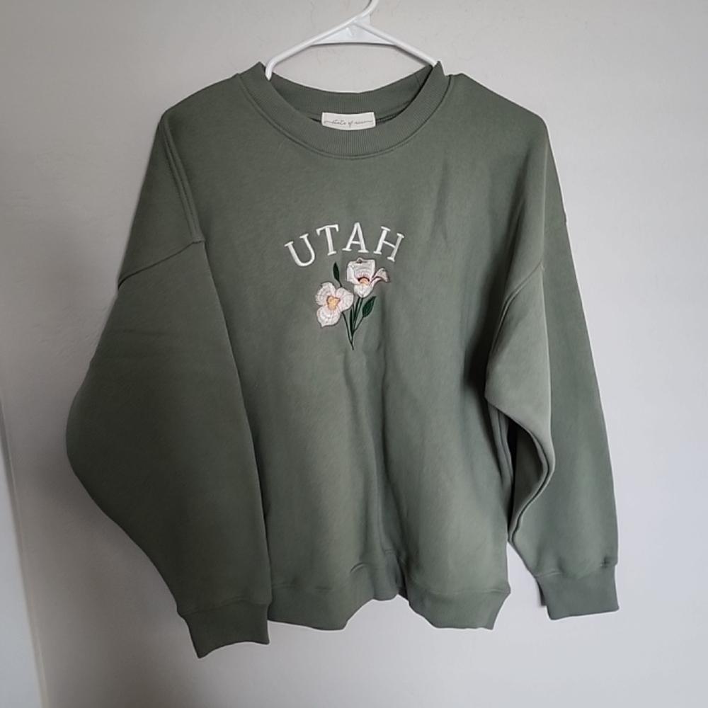 State of Mind Sage Green Utah Floral Sweater